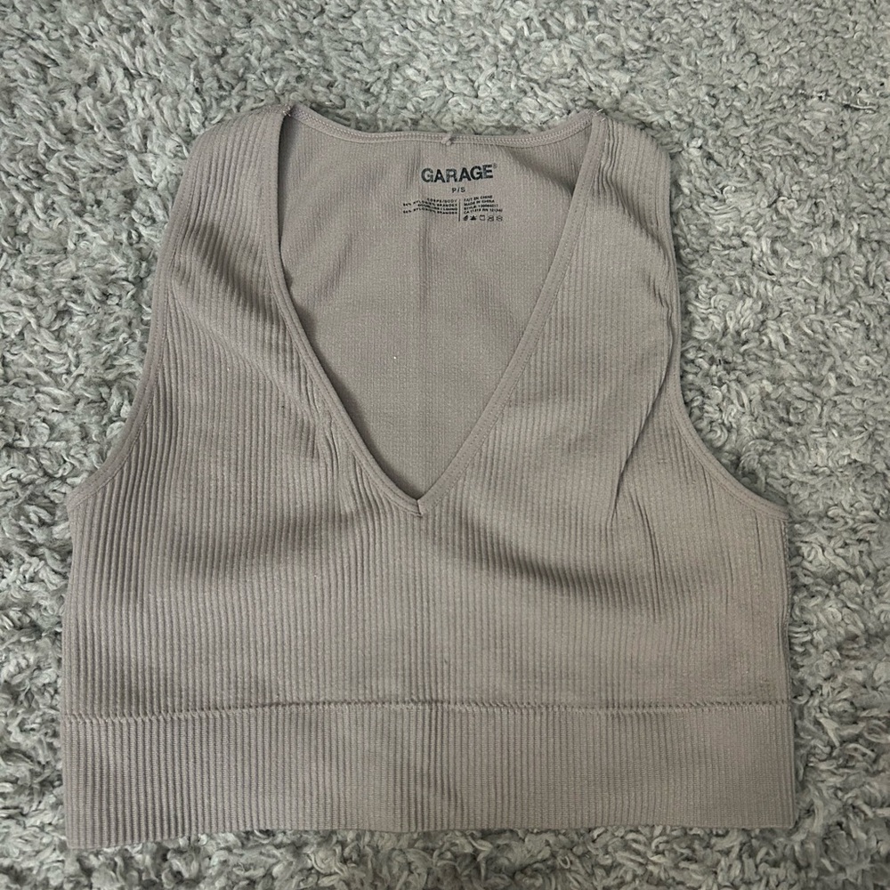 Garage Ribbed Crop Tank Top